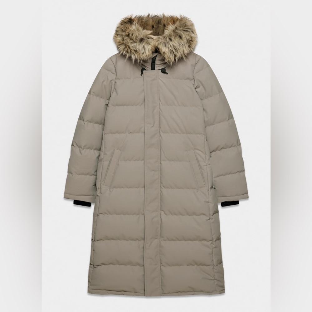 NWT Golden Powder Parka Long Aritzia Waterproof Windproof Faur Fur Taupe Size L - Picture 6 of 15
